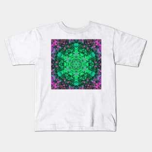 Digital Mandala Green and Purple Kids T-Shirt
